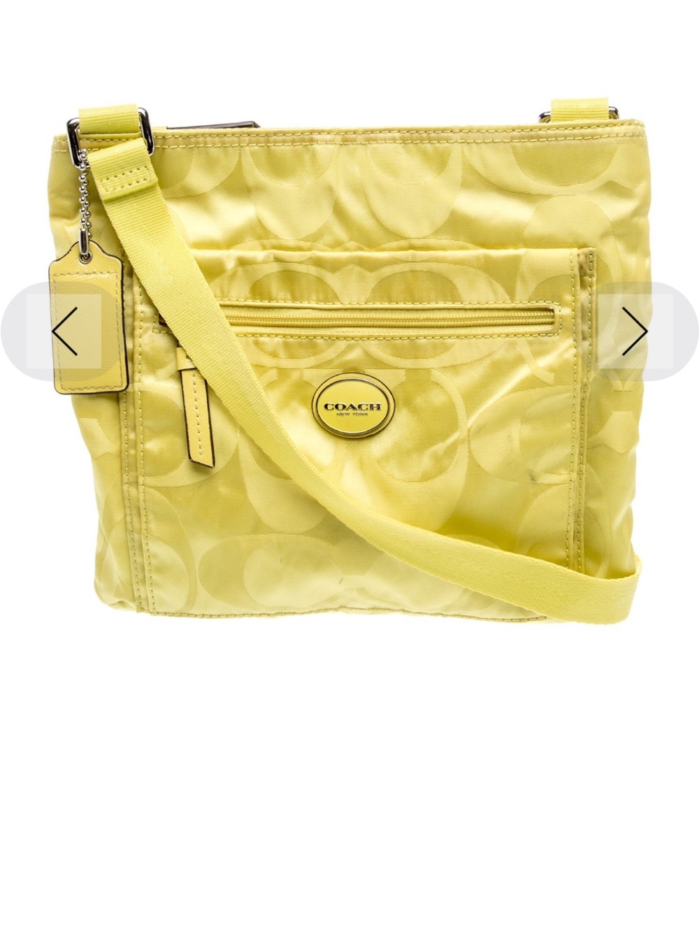 Coach Yellow Signature Crossbody Bag with Front Zip Pocket